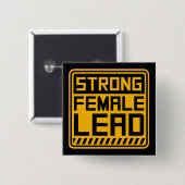 Strong Female Lead Feminist Empowerment Quote Logo Button (Vorne & Hinten)
