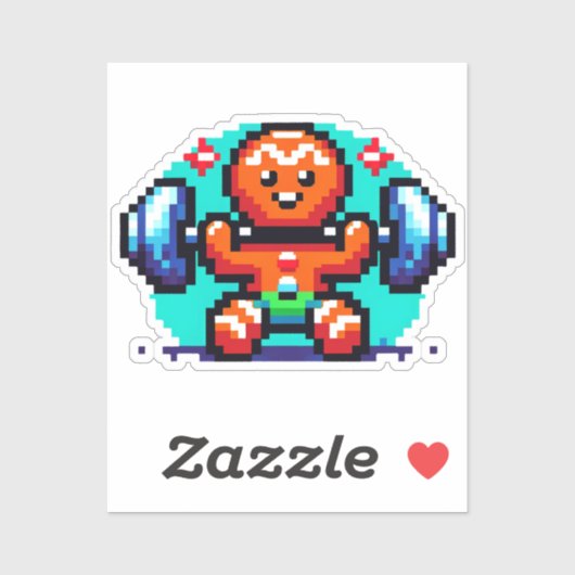 Strong Gingerbrot Man - Funny Pixel Art Holiday Aufkleber (Blatt)