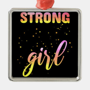 Strong Girl Pastel Star Ornament Aus Metall