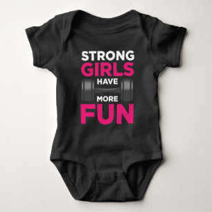 Strong Girls haben mehr Spaß Fitness Girl Dumbell Baby Strampler
