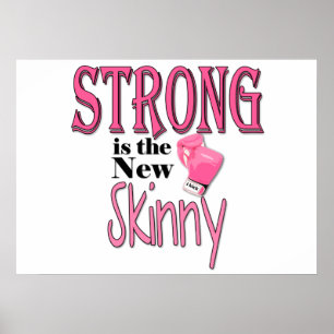 STRONG ist die neue Skinny! mit rosa Boxhandschuhe Poster
