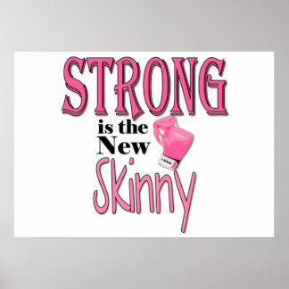 STRONG ist die neue Skinny! mit rosa Boxhandschuhe Poster