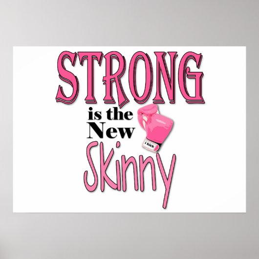 STRONG ist die neue Skinny! mit rosa Boxhandschuhe Poster (Vorne)