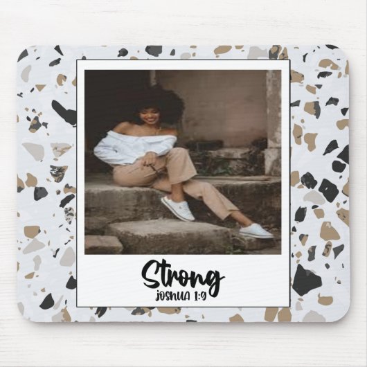 Strong Joshua 1:9 Terrazzo Pattern Mouse Pad Mousepad (Vorne)
