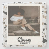 Strong Joshua 1:9 Terrazzo Pattern Stone Untersetz Steinuntersetzer (Vorderseite)