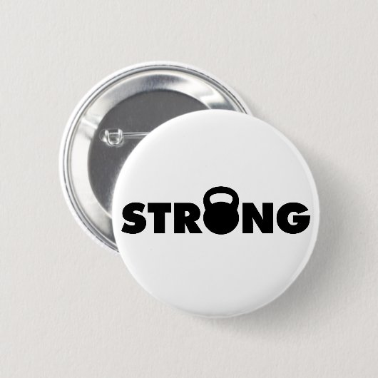 STRONG - Kettlebell Workout Motivierend Button (Vorne & Hinten)