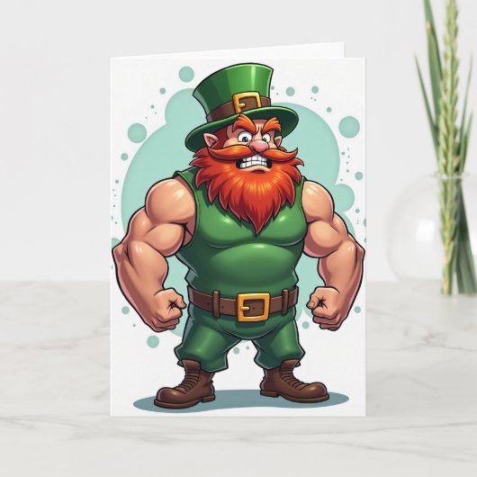 Strong Leprechaun Portrait Card Karte (Vorderseite)