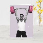 Strong Man Pink Pop Art Card Karte (Gelbe Blume)