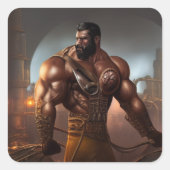 Strong Man Quadratischer Aufkleber (Vorderseite)