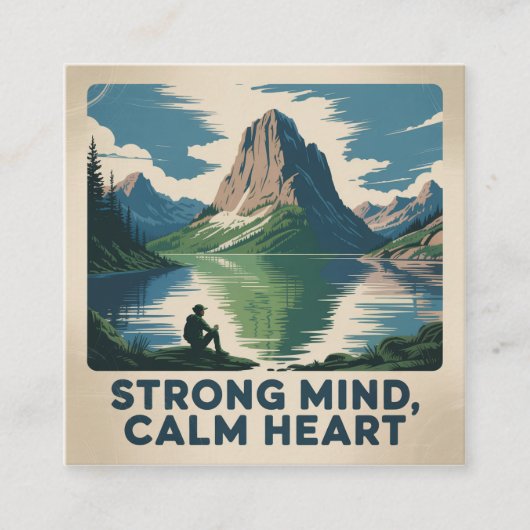 Strong Mind, Calm Heart Quadratische Visitenkarte (Vorderseite)