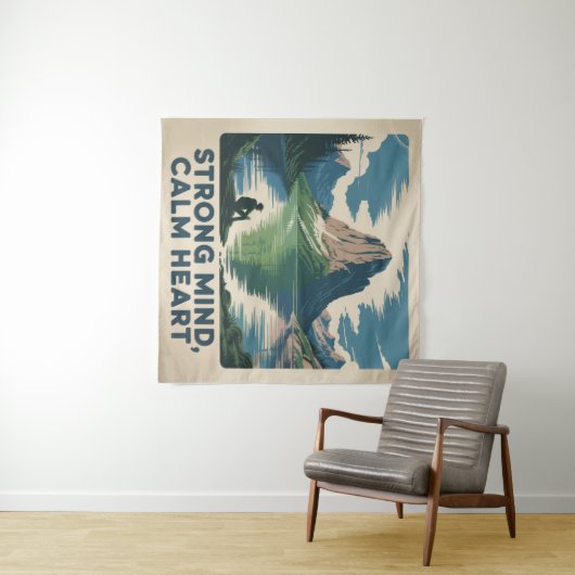 Strong Mind, Calm Heart Wandteppich (Beispiel (Horizontal))