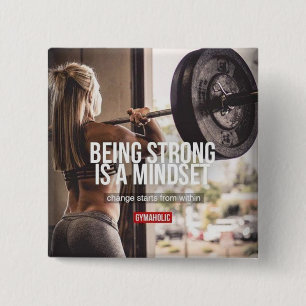 Strong Mindset - Women's Fitness Inspirational Button