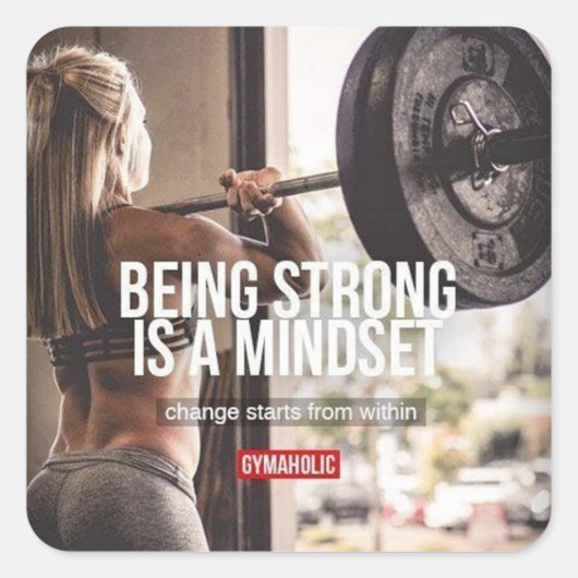 Strong Mindset - Women's Fitness Inspirational Quadratischer Aufkleber (Vorderseite)