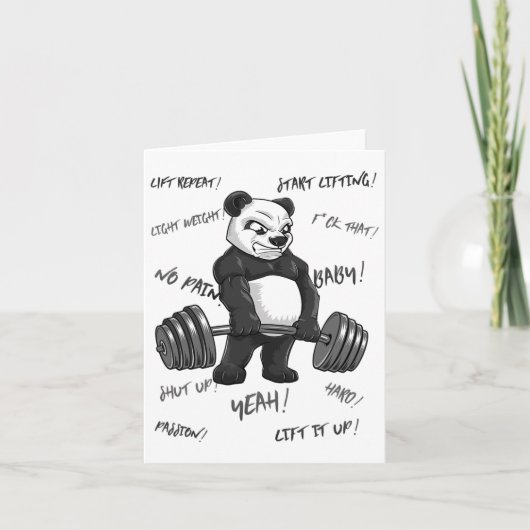Strong Panda Deadlift Shirt Man Bodybuilder Bear P Karte (Vorderseite)