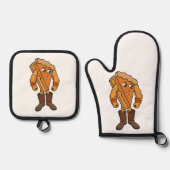 Strong Pie Wearing Boots Ofenhandschuh & Topflappen-Set (Vorderseite)