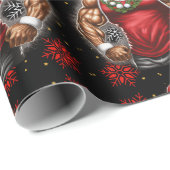 Strong Santa Claus Christmas Funny Xmas Ugly Fit Geschenkpapier (Rolleneckpunkt)