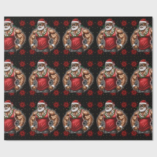 Strong Santa Claus Christmas Funny Xmas Ugly Fit Geschenkpapier (Flach)