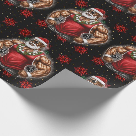 Strong Santa Claus Christmas Funny Xmas Ugly Fit Geschenkpapier (Ecke)