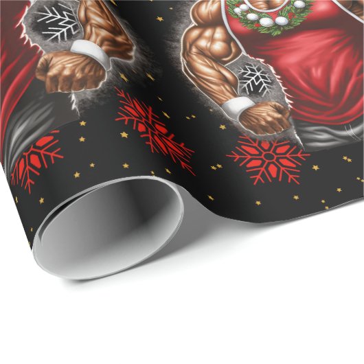 Strong Santa Claus Christmas Funny Xmas Ugly Fit Geschenkpapier (Rolleneckpunkt)