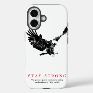 Strong Schwarz-weiß Bald Eagle Motivierend bleibe iPhone 16 Hülle