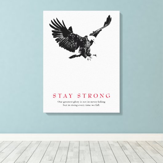 Strong Schwarz-weiß Bald Eagle Motivierend bleibe Leinwanddruck (Insitu (Holzboden))
