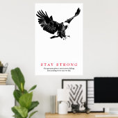 Strong Schwarz-weiß Bald Eagle Motivierend bleibe Poster (Heimbüro)