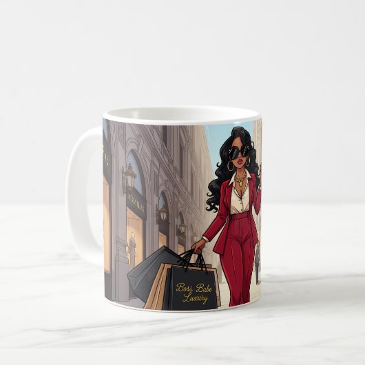 Strong Smart Sovereign Boss Babe Red Power Suit Kaffeetasse (Vorderseite Links)