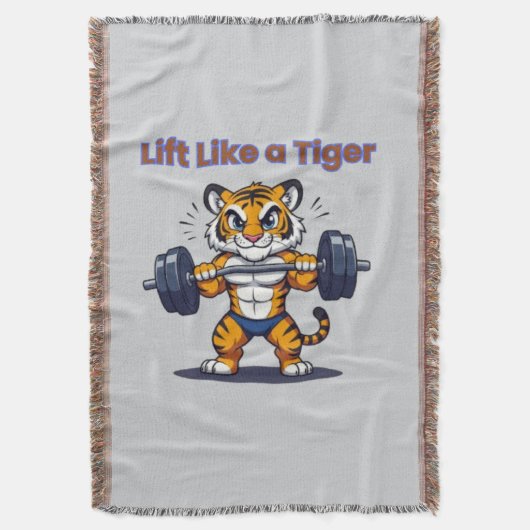 **Strong Tiger – Cute Tiger Lifting Weights Illust Decke (Vorderseite Vertikal)