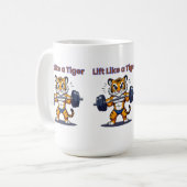 **Strong Tiger – Cute Tiger Lifting Weights Illust Kaffeetasse (Vorderseite Links)