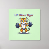 **Strong Tiger – Cute Tiger Lifting Weights Illust Leinwanddruck (Vorderseite)