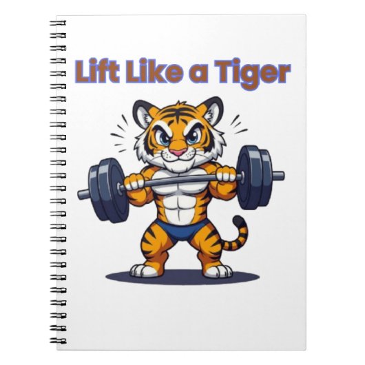 **Strong Tiger – Cute Tiger Lifting Weights Illust Notizblock (Vorderseite)