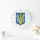 Strong Ukraine Coat Of Arms - Freedom Always Wins Große Wanduhr (Zuhause)