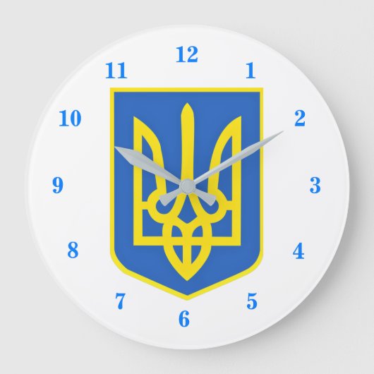 Strong Ukraine Coat Of Arms - Freedom Always Wins Große Wanduhr (Vorderseite)