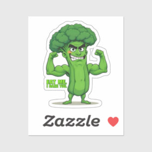 Strong Veggies Club Flexing Broccoli Funny Cartoon Aufkleber