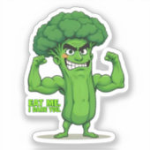 Strong Veggies Club Flexing Broccoli Funny Cartoon Aufkleber (Vorderseite)