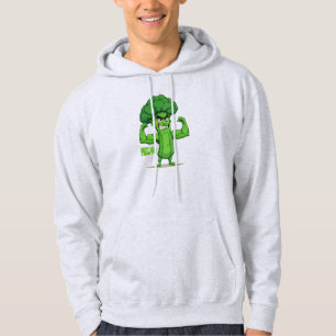 Strong Veggies Club Flexing Broccoli Funny Cartoon Hoodie
