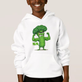 Strong Veggies Club Flexing Broccoli Funny Cartoon Hoodie