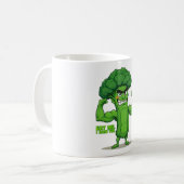 Strong Veggies Club Flexing Broccoli Funny Cartoon Kaffeetasse (Vorderseite Links)