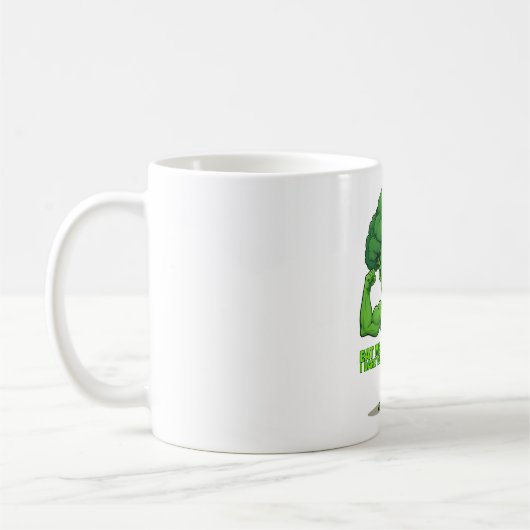 Strong Veggies Club Flexing Broccoli Funny Cartoon Kaffeetasse (Links)