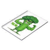Strong Veggies Club Flexing Broccoli Funny Cartoon Notizblock (Linke Seite)