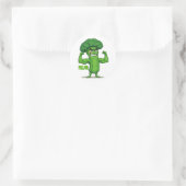 Strong Veggies Club Flexing Broccoli Funny Cartoon Runder Aufkleber (Tasche)