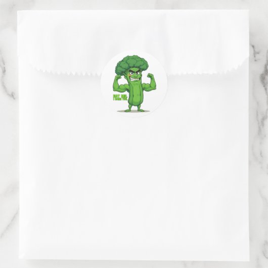 Strong Veggies Club Flexing Broccoli Funny Cartoon Runder Aufkleber (Tasche)