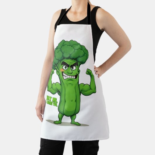 Strong Veggies Club Flexing Broccoli Funny Cartoon Schürze (InSitu)