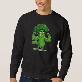 Strong Veggies Club Flexing Broccoli Funny Cartoon Sweatshirt