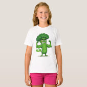 Strong Veggies Club Flexing Broccoli Funny Cartoon T-Shirt (Vorne ganz)