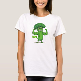Strong Veggies Club Flexing Broccoli Funny Cartoon T-Shirt