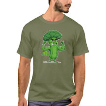 Strong Veggies Club Flexing Broccoli Funny Cartoon