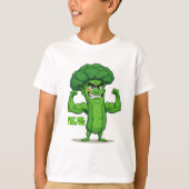 Strong Veggies Club Flexing Broccoli Funny Cartoon T-Shirt (Vorderseite)