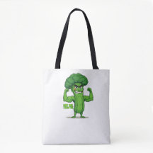 Strong Veggies Club Flexing Broccoli Funny Cartoon