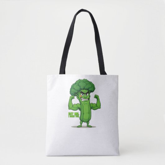 Strong Veggies Club Flexing Broccoli Funny Cartoon Tasche (Vorderseite)